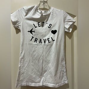 Let’s travel fitted T shirt fits like a small